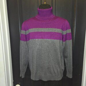 Joseph A T-neck Sweater size L Purple & Gray Long sleeve